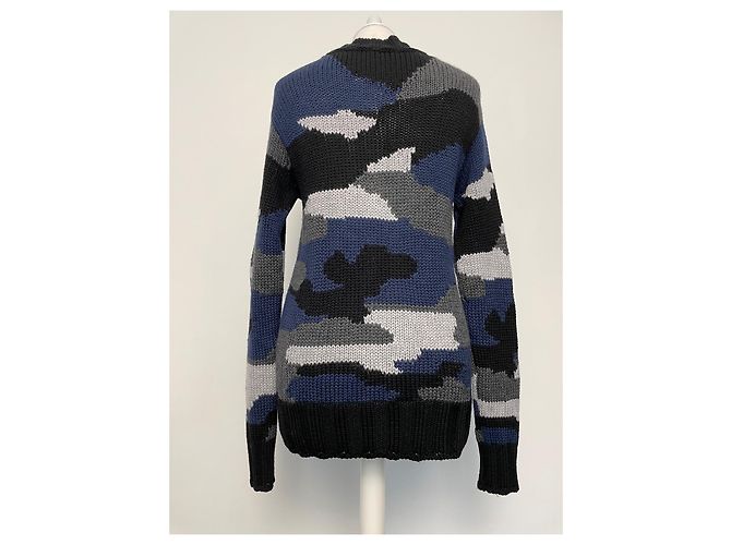 Jersey Parosh de lana con estampado camuflaje azul gris negro - vista 7
