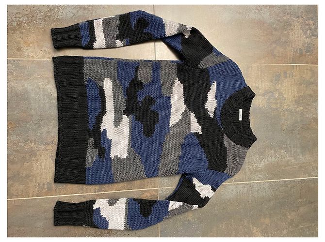 Jersey Parosh de lana con estampado camuflaje azul gris negro - vista 8