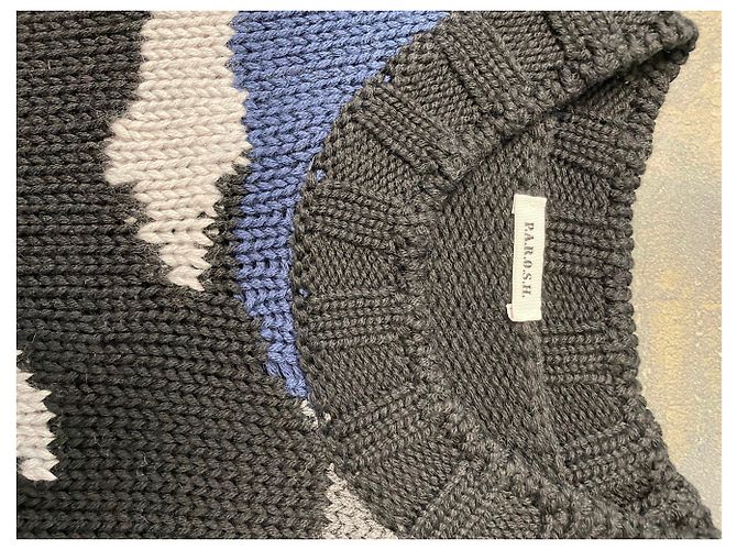Jersey Parosh de lana con estampado camuflaje azul gris negro - vista 9