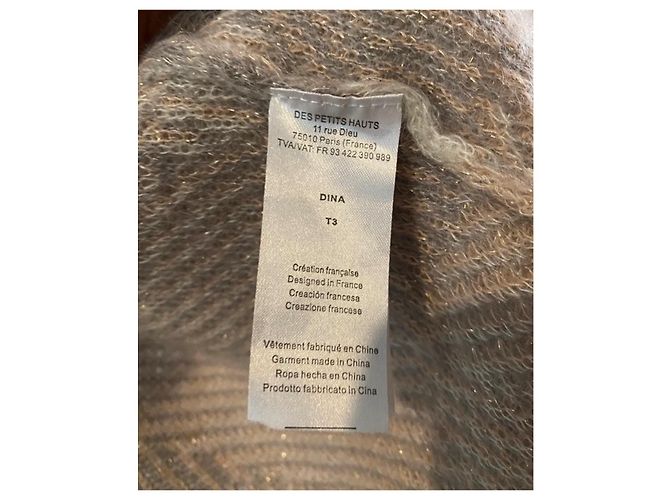 Des Petits Hauts Dina Strickjacke Rosa Grau Gold Lurex Pink - Ansicht 4