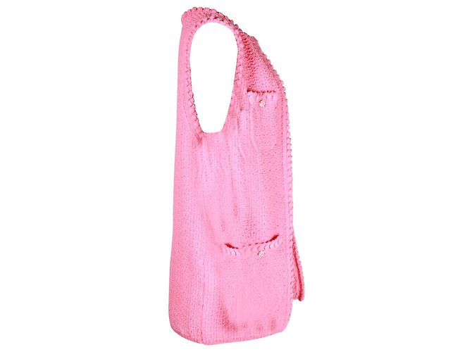 Chanel Open-Front Sleeveless Vest in Pink Cotton - view 2
