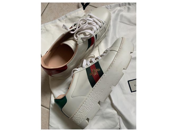 Taglia della sneaker con plateau Gucci Ace 40 Bianco - vista 7