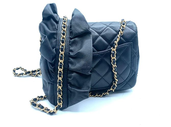 Timeless Borsa Chanel Puerto Banus Mini in pelle nera Nero - vista 3
