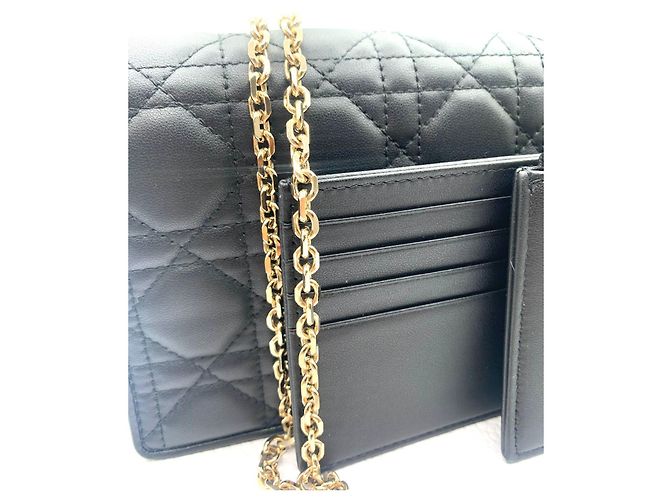 portafoglio Miss Dior con catena Dior Nero - vista 7