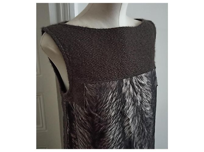 Vestido Longchamp de Seda y Mohair con Estampado Animal Marrón Marrón oscuro - vista 2