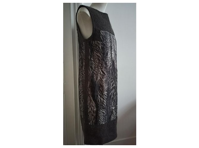 Vestido Longchamp de Seda y Mohair con Estampado Animal Marrón Marrón oscuro - vista 3