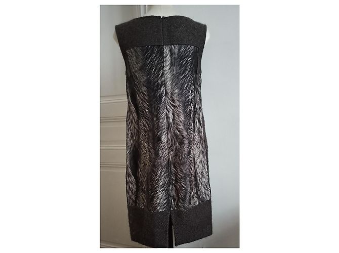 Vestido Longchamp de Seda y Mohair con Estampado Animal Marrón Marrón oscuro - vista 4