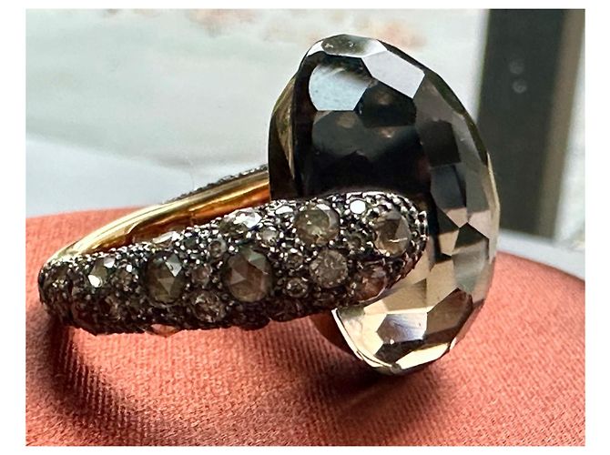 Anello Pomellato Tango in oro rosa e quarzo fumé Marrone - vista 11