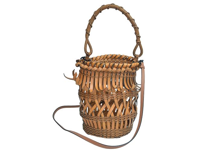 Loewe Braune mittelgroße Beuteltasche mit Fransen - Ansicht 4