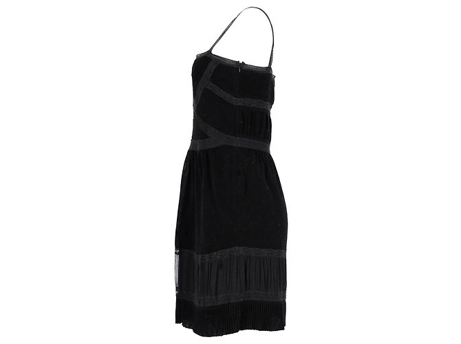 Vestido sin mangas con ribete de encaje Moschino en algodón negro - vista 2