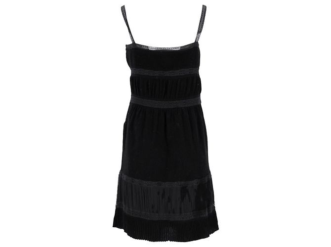 Vestido sin mangas con ribete de encaje Moschino en algodón negro - vista 3