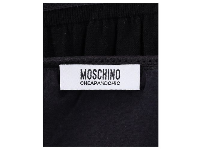 Vestido sin mangas con ribete de encaje Moschino en algodón negro - vista 4