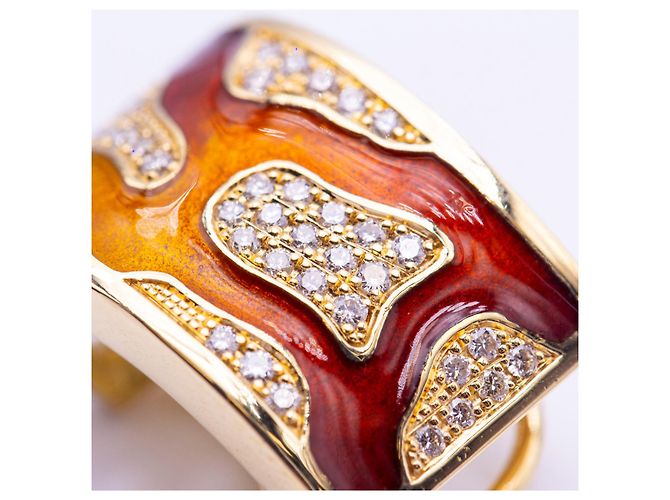 Autre Marque Orecchini in oro giallo con diamanti e smalto. D'oro - vista 4