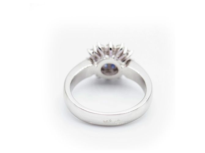 Autre Marque Anello con diamanti e zaffiri Bianco - vista 3