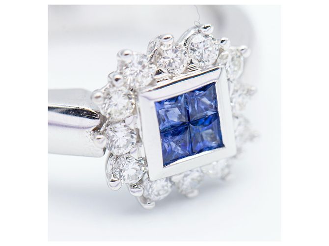 Autre Marque Anello con diamanti e zaffiri Bianco - vista 5