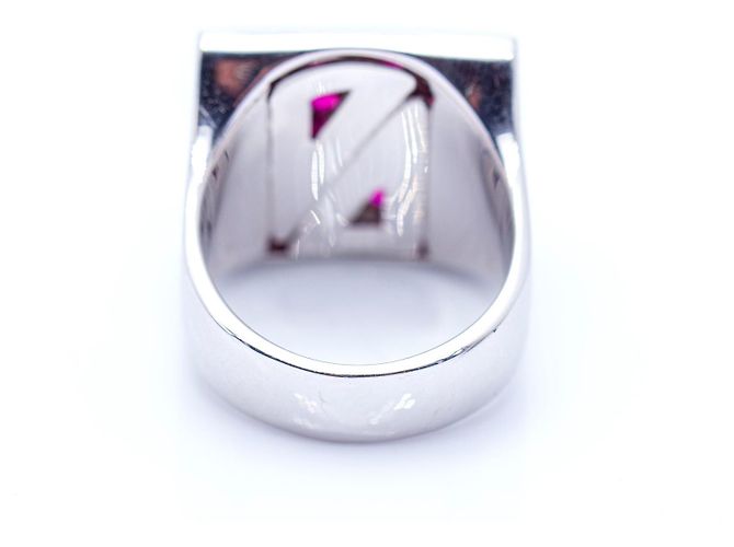 Autre Marque Anello in Oro Bianco con Diamanti e Rubini - vista 2