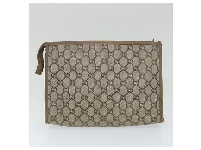 GUCCI GG PLUS Canvas Clutch Bag PVC Leder 2Set Beige Auth ti1279 - Ansicht 13