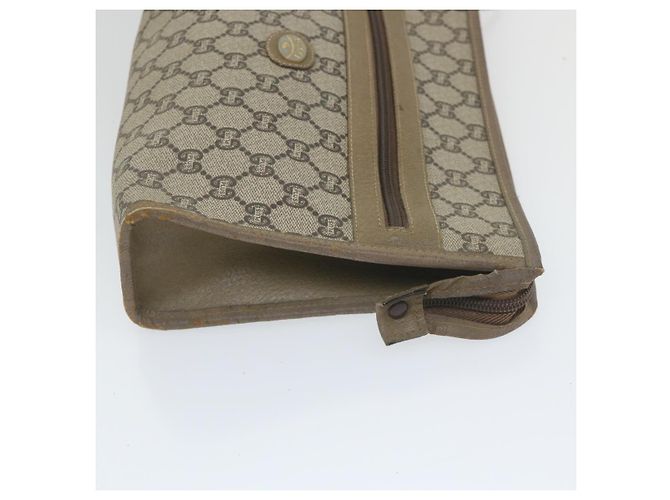 GUCCI GG PLUS Canvas Clutch Bag PVC Leder 2Set Beige Auth ti1279 - Ansicht 14