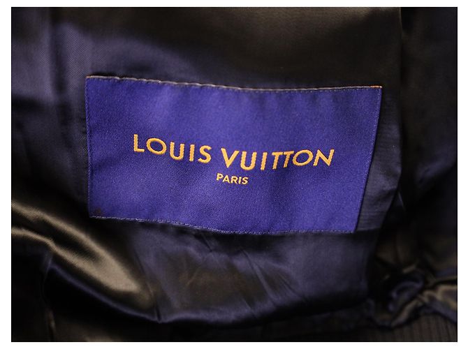 Giacca college Louis Vuitton in cotone e pelle bianca e nera Nero - vista 3