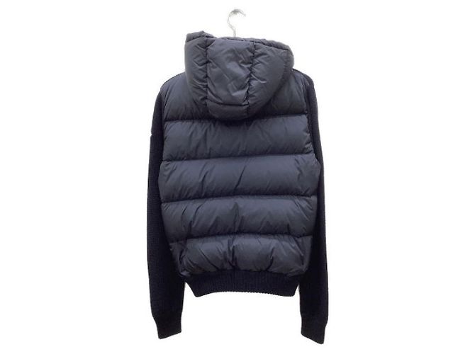 Moncler Strickjacke Navy Blau Wolle Nylon Marineblau - Ansicht 4