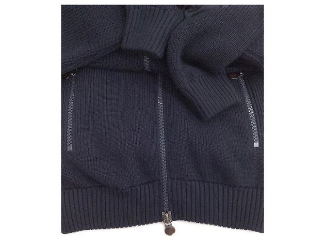 Moncler Strickjacke Navy Blau Wolle Nylon Marineblau - Ansicht 6