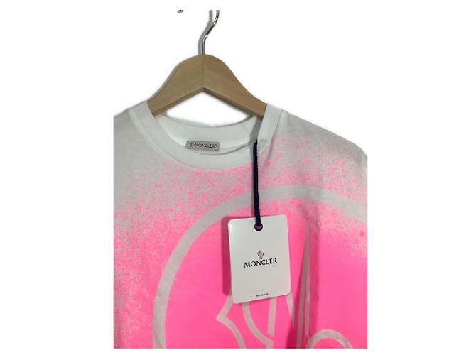 T-shirt Moncler Girocollo Rosa Bianca Cotone Bianco - vista 3