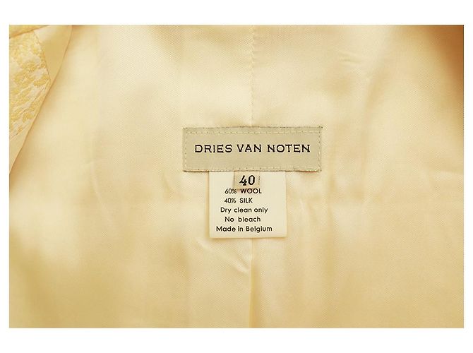Dries Van Noten Yellow Floral Jacquard Wool Silk Button Fitted Jacket size 40 - view 4