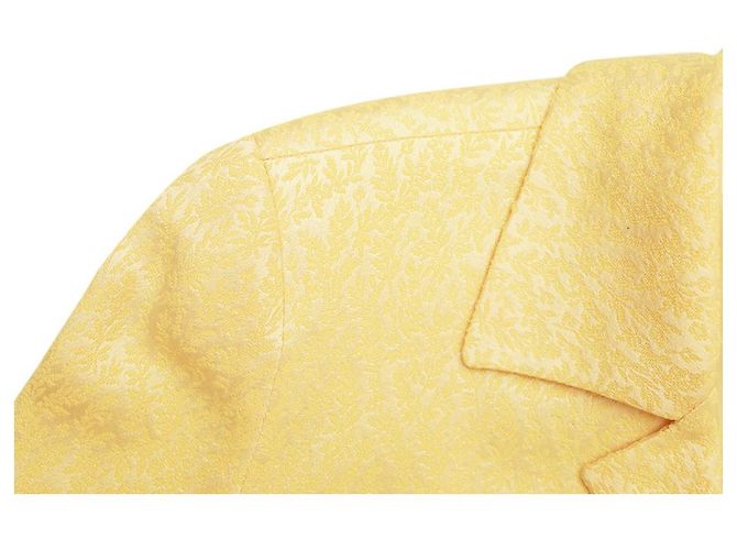 Dries Van Noten Yellow Floral Jacquard Wool Silk Button Fitted Jacket size 40 - view 7