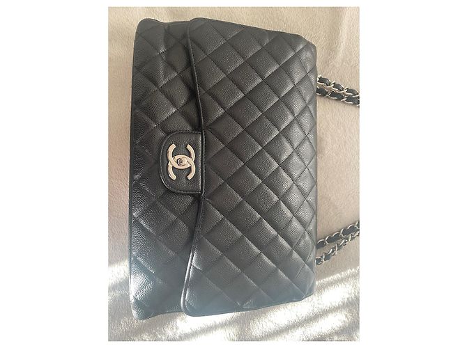 Maxi Jumbo senza tempo di Chanel Nero Silver hardware - vista 10