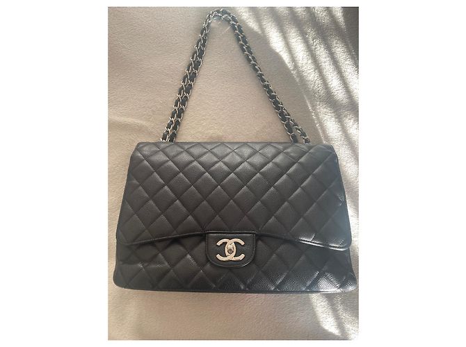 Maxi Jumbo senza tempo di Chanel Nero Silver hardware - vista 11