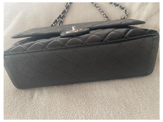 Maxi Jumbo senza tempo di Chanel Nero Silver hardware - vista 8