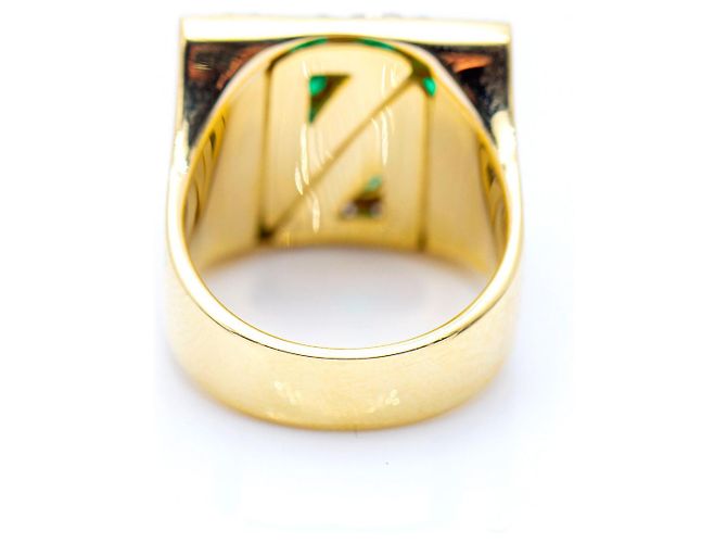 Autre Marque Anello in Oro con Diamanti e Smeraldi. Verde - vista 3