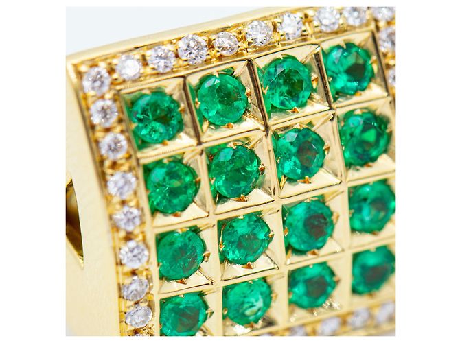 Autre Marque Anello in Oro con Diamanti e Smeraldi. Verde - vista 4