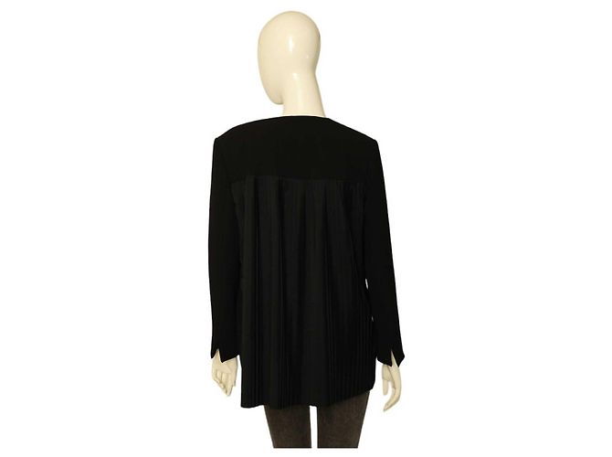 Pinko Women's Black Collarless Jacket Pleated Back Single Button Blazer 40 fr - view 2