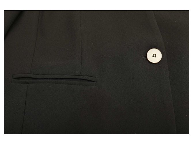 Pinko Women's Black Collarless Jacket Pleated Back Single Button Blazer 40 fr - view 7