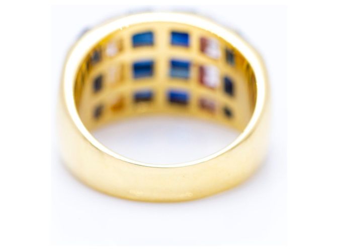 Autre Marque Weißgoldring mit Baguette-Saphiren Blau Golden - Ansicht 3