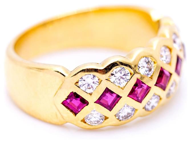 Autre Marque Anello con rubini e diamanti Bianco Rosso D'oro - vista 2