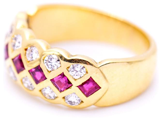 Autre Marque Anello con rubini e diamanti Bianco Rosso D'oro - vista 4