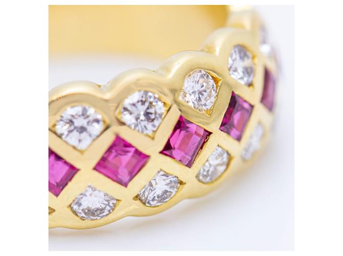 Autre Marque Anello con rubini e diamanti Bianco Rosso D'oro - vista 5
