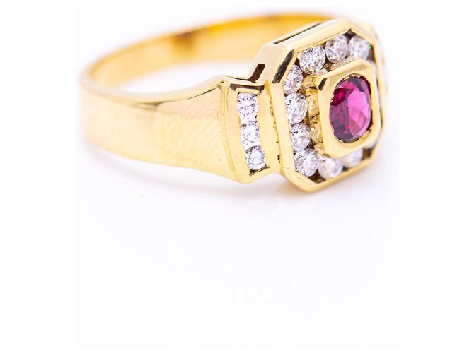 Autre Marque Anello con Diamanti e Rubino Rosso D'oro - vista 2