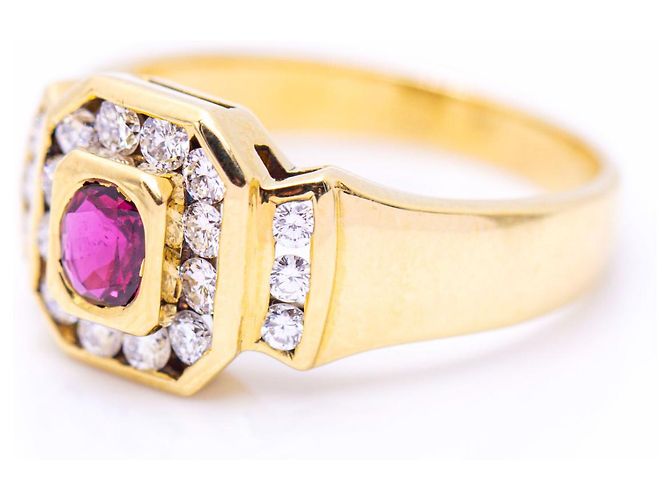 Autre Marque Anello con Diamanti e Rubino Rosso D'oro - vista 4