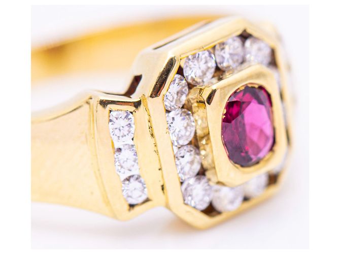 Autre Marque Anello con Diamanti e Rubino Rosso D'oro - vista 5