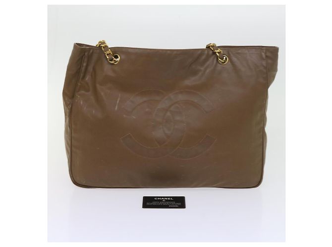 CHANEL Borsa a tracolla con catena Pelle verniciata Marrone CC Auth bs9580 - vista 12