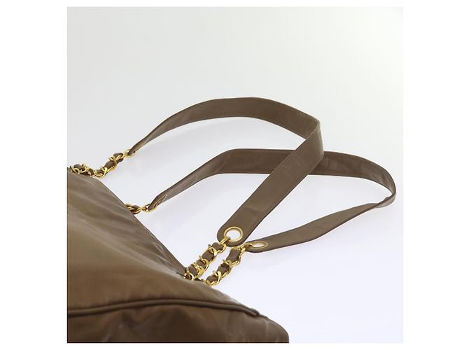 CHANEL Borsa a tracolla con catena Pelle verniciata Marrone CC Auth bs9580 - vista 14