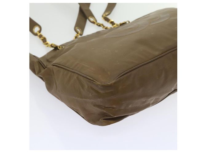 CHANEL Borsa a tracolla con catena Pelle verniciata Marrone CC Auth bs9580 - vista 15
