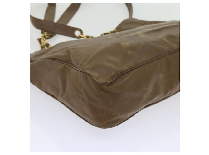 CHANEL Borsa a tracolla con catena Pelle verniciata Marrone CC Auth bs9580 - vista 17