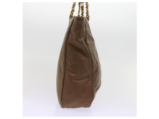 CHANEL Borsa a tracolla con catena Pelle verniciata Marrone CC Auth bs9580 - vista 4