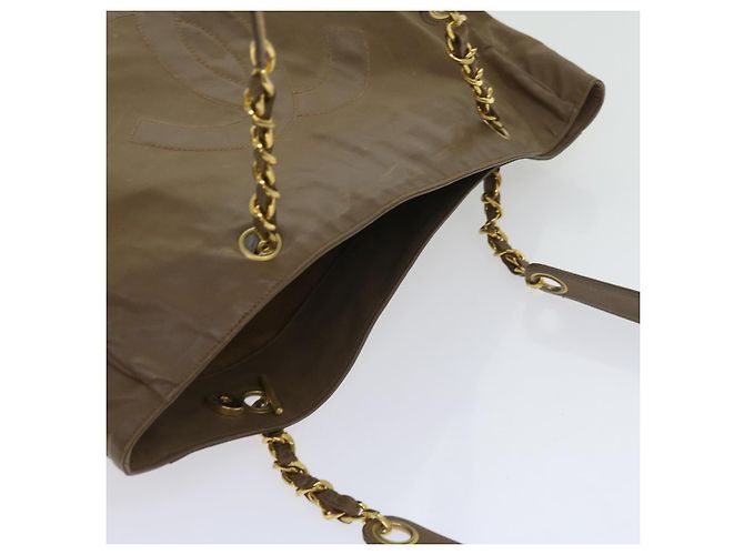 CHANEL Borsa a tracolla con catena Pelle verniciata Marrone CC Auth bs9580 - vista 7