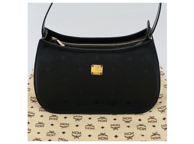 MCM Vicetos Logogram Bolsa de Ombro PVC Couro Preto Auth am5162 - vista 12