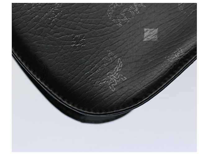 MCM Vicetos Logogram Bolsa de Ombro PVC Couro Preto Auth am5162 - vista 14